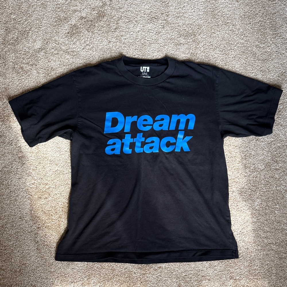 Uniqlo Black Tee with Blue Print